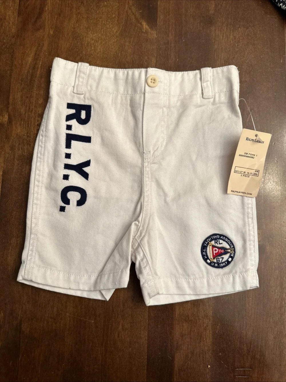 Vtg Ralph Lauren Yacht Club baby shorts 6 Months Preppy Coastal Nautical